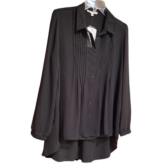 Dr2 Button Down Sheer Blouse - Picture 2 of 8